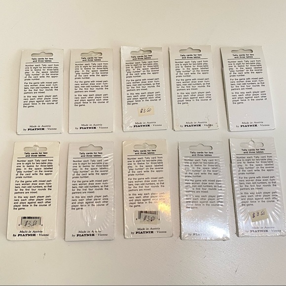 Vintage - Big lot of 10 Twelve Tallies (2 and 3 Table Bridge) Bridge Tally Cards - Picture 8 of 9